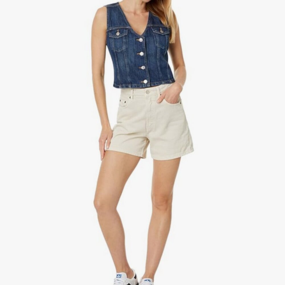 Levis Bella Denim Corset Vest Slim Fit Dark Side Scrape Size XL NWT - Picture 7 of 11